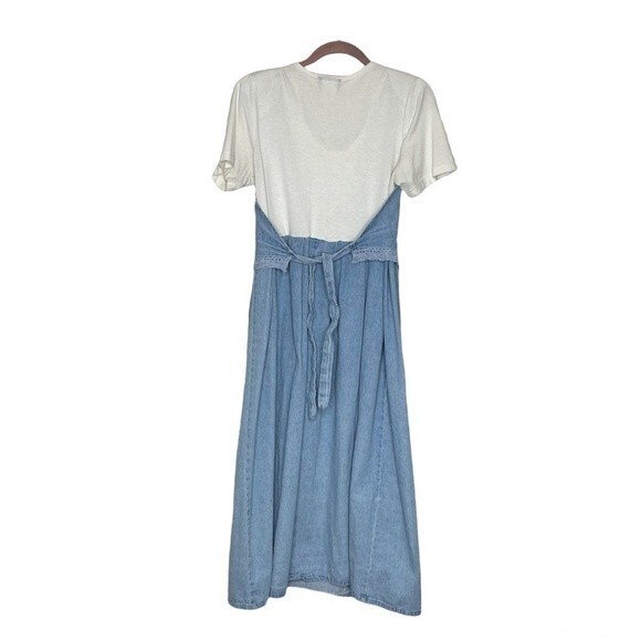 ALEXANDRA LEE Denim Jean Dress VINTAGE 80’s Light Blue White VINTAGE Size 10 - Picture 5 of 9